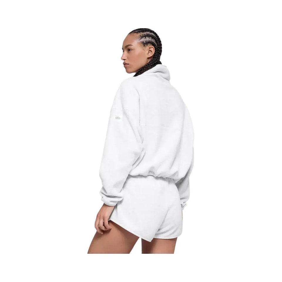 Alo Women's Polar Fleece Retreat Cover Up - White Heather Grey