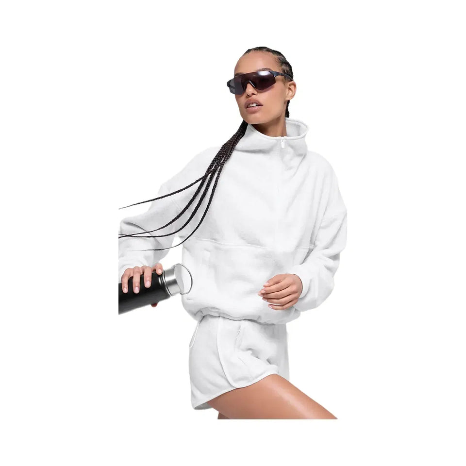 Alo Women's Polar Fleece Retreat Cover Up - White Heather Grey
