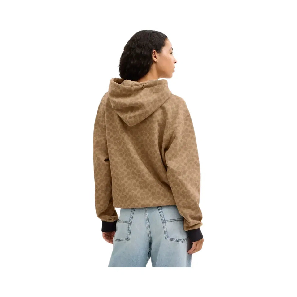 Coach All Over Signature Zip Hoodie In Organic Cotton Tan Signature