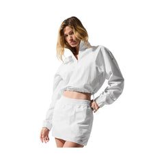 Alo Women's Cropped 1/4 Zip Alumni Pullover - White