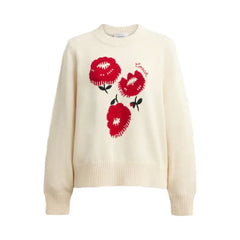 Coach Floral Crewneck Sweater In Organic Cotton Ivory