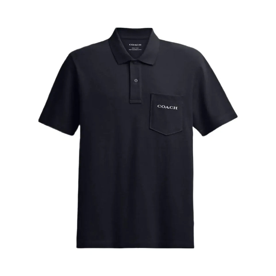 Coach Pocket Polo In Organic Cotton Navy