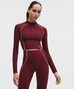 Lululemon Wunder Train Cropped Long-Sleeve Half Zip
