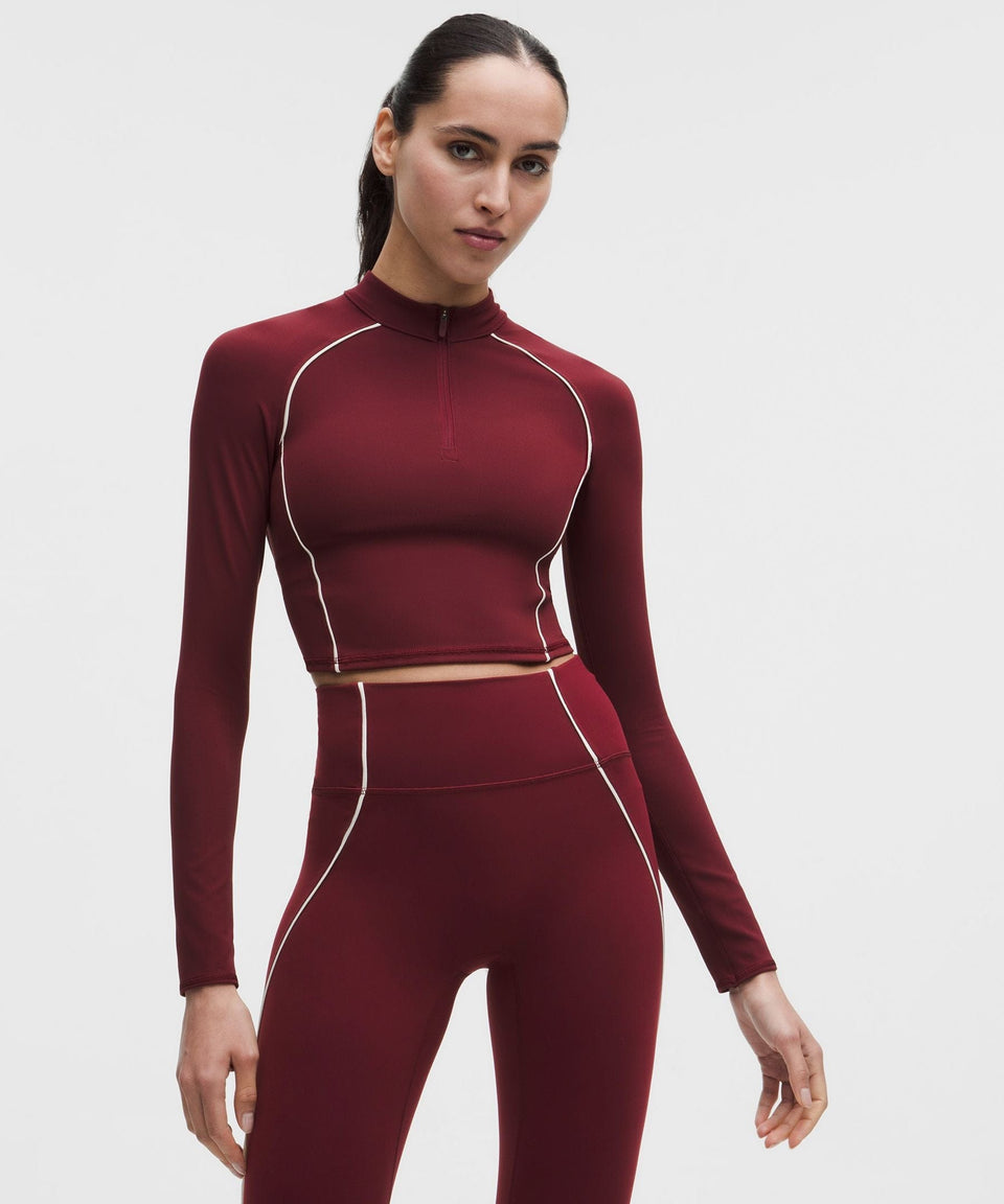 Lululemon Wunder Train Cropped Long-Sleeve Half Zip