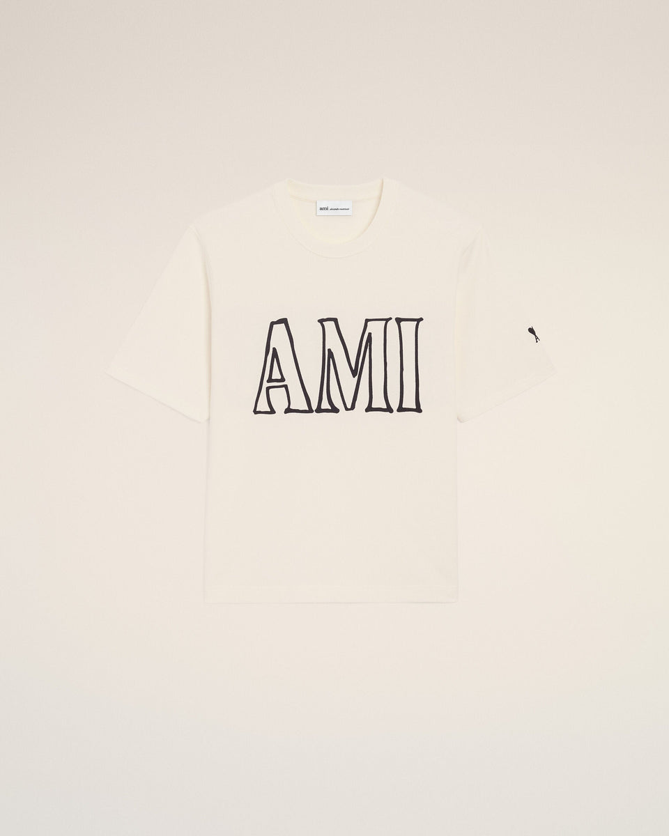 White Cotton Ami Paris Print T-Shirt