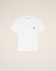 White Cotton Ami De Coeur Cropped T-Shirt Women's