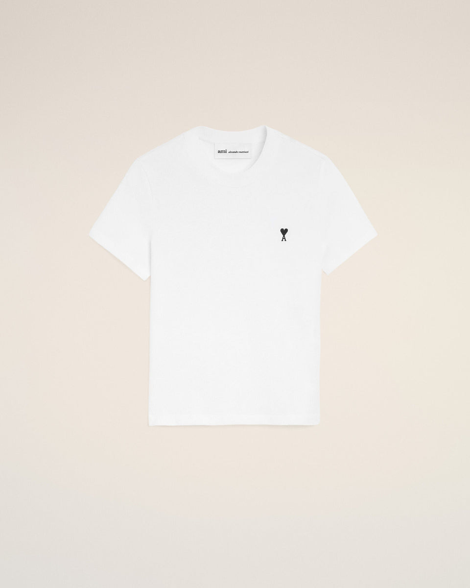 White Cotton Ami De Coeur Cropped T-Shirt Women's
