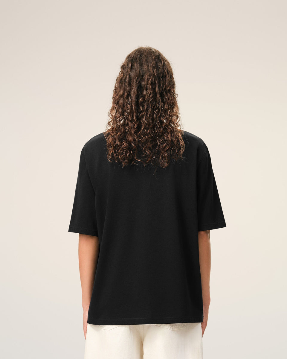 Black Cotton Embossed Ami De Coeur T-Shirt