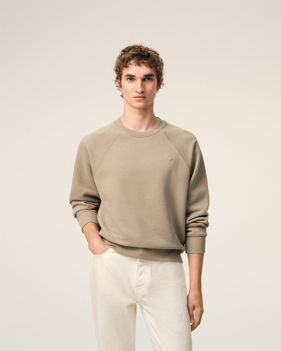 Beige Cotton Embossed Ami De Coeur Sweatshirt