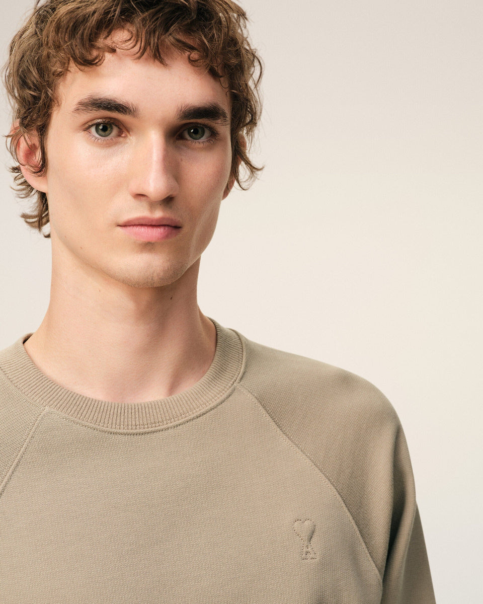 Beige Cotton Embossed Ami De Coeur Sweatshirt