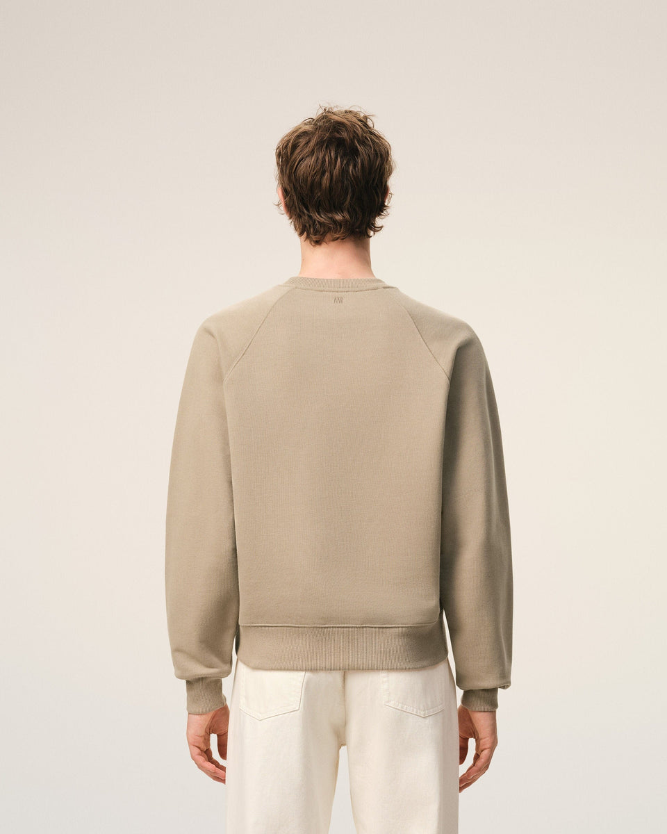 Beige Cotton Embossed Ami De Coeur Sweatshirt