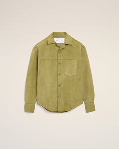 AmiParis Green Goat Leather Buttoned Overshirt