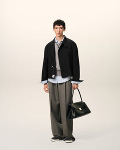 AmiParis Black New Wool Harrington Jacket