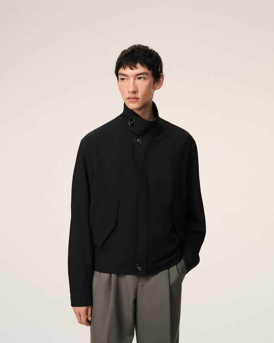 AmiParis Black New Wool Harrington Jacket