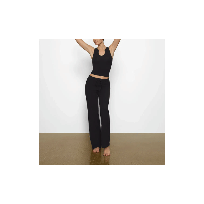 Skims Cotton Jersey Straight Leg Pant Soot