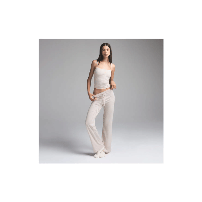 Skims Cotton Jersey Straight Leg Pant Heather Oatmeal