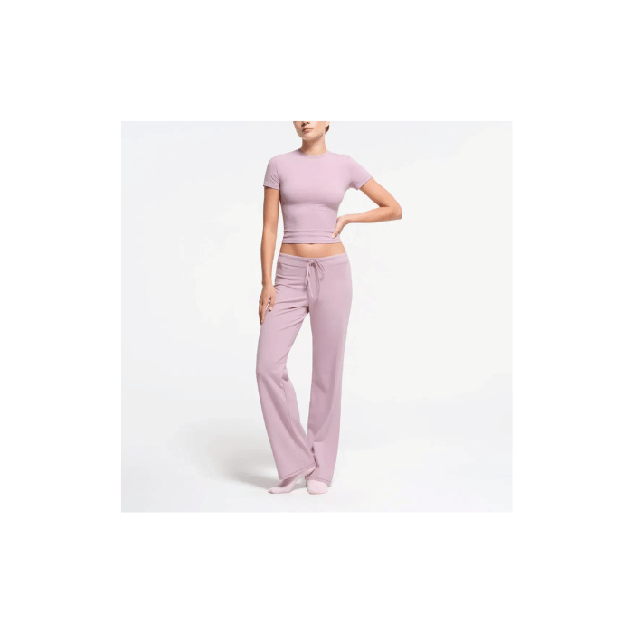 Skims Cotton Jersey Straight Leg Pant Dusk