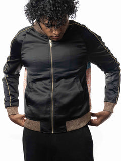 Yves Saint Laurent Black Sequins Baby Bomber Jacket (M)