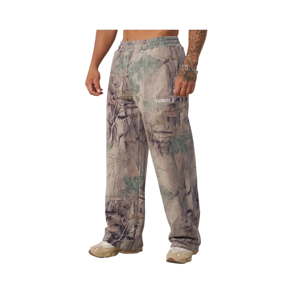 YoungLA Tree Camo Collection No Cuff Sweats Beige Tree Camo