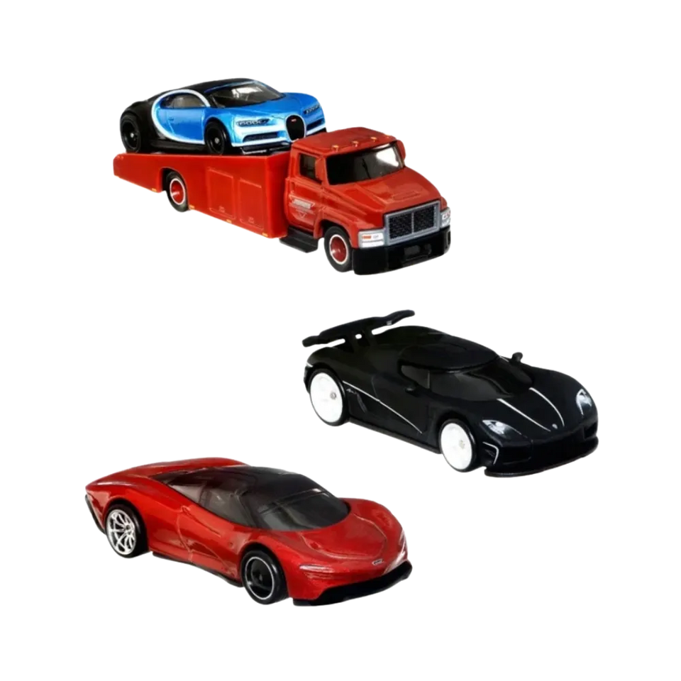 Hot Wheels Supercars Bugatti Chiron Koenigsegg Agera McLaren Speedtail Premium Set