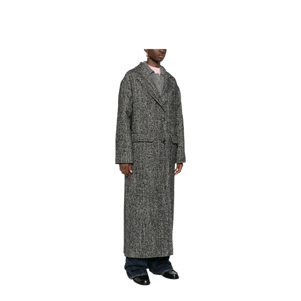 Wool Blend Single-breasted Coat Black