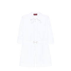 Cotton Poplin Shirt Dress with Horsebit in White
