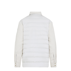 Cotton Blend Bouclé Down Shirt Jacket - Ivory
