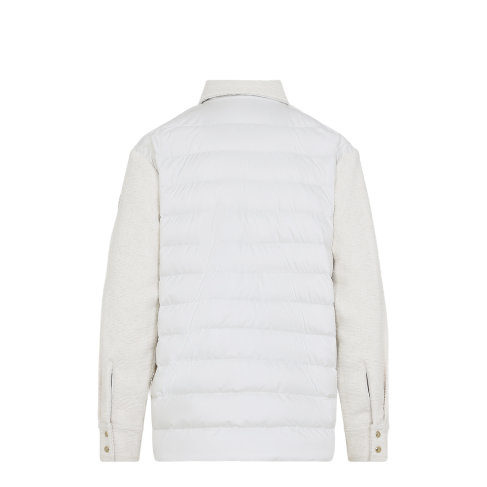 Cotton Blend Bouclé Down Shirt Jacket - Ivory