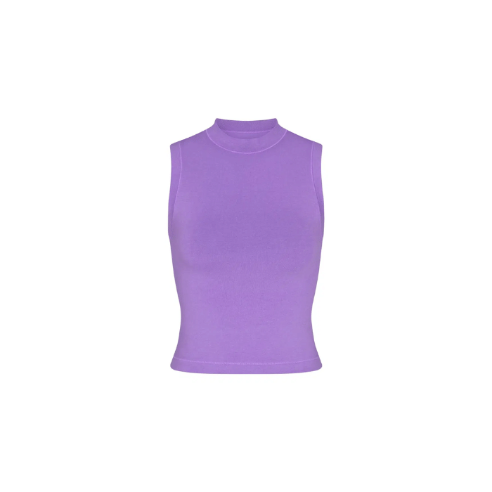 Skims Cotton Jersey Mock Neck Tank Ultra Violet