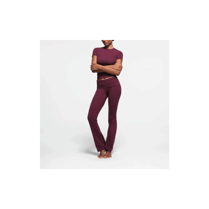 Skims Cotton Jersey Foldover Pant Deep Berry