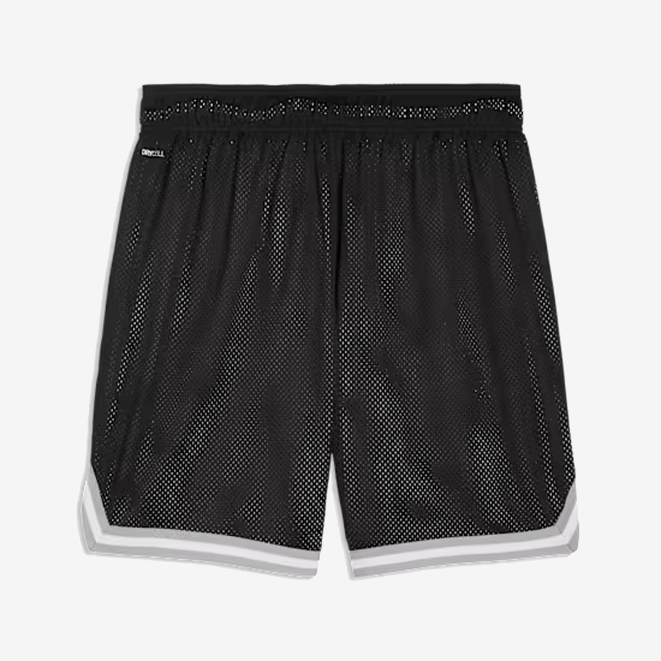 PUMA SWISH N' INK ABOVE-KNEE 7" BASKETBALL SHORTS { BLACK-AOP
