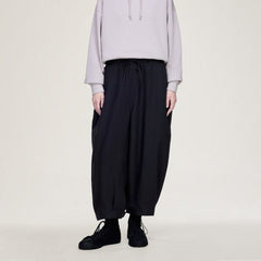 Y-3 CROPPED TOP FLARED SPORT UNIFORM TRACK PANTS { BLACK
