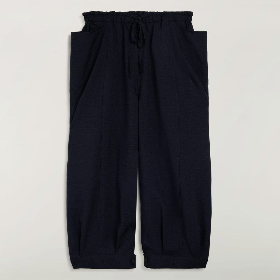 Y-3 CROPPED TOP FLARED SPORT UNIFORM TRACK PANTS { BLACK