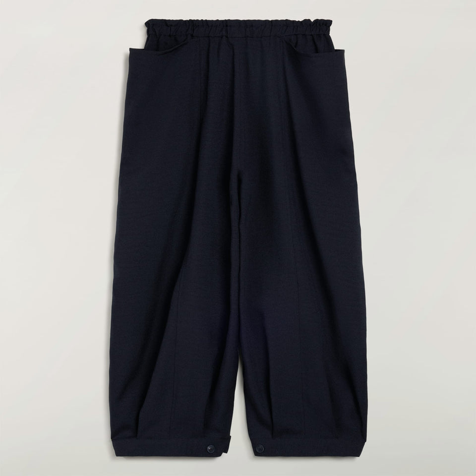 Y-3 CROPPED TOP FLARED SPORT UNIFORM TRACK PANTS { BLACK