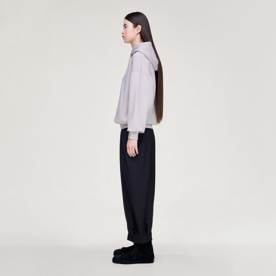 Y-3 CROPPED TOP FLARED SPORT UNIFORM TRACK PANTS { BLACK