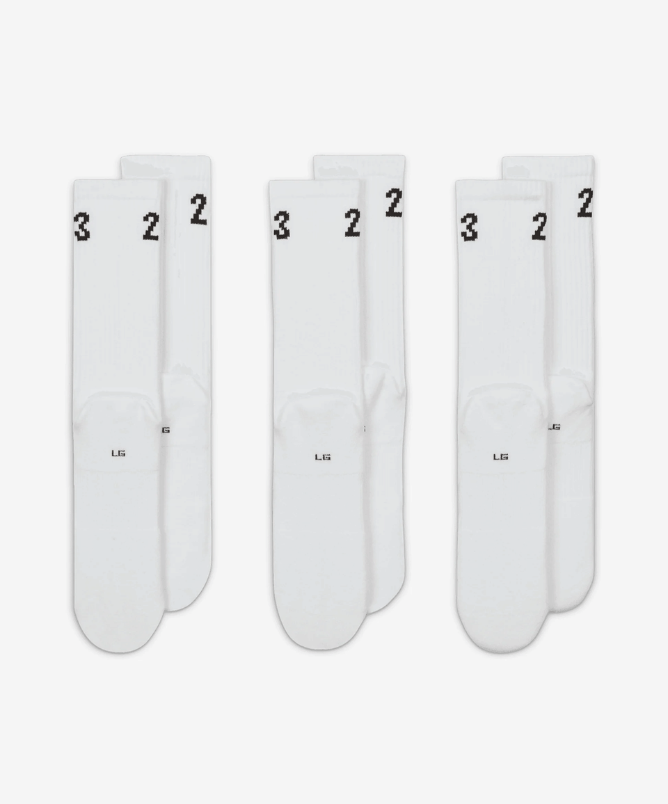 Jordan CREW SOCKS (3 PAIRS) { WHITE