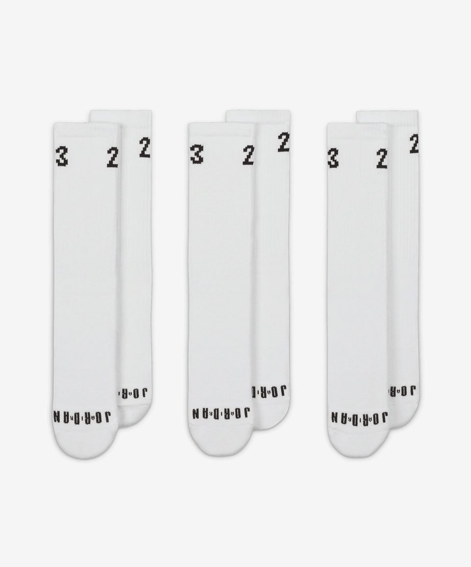 Jordan CREW SOCKS (3 PAIRS) { WHITE