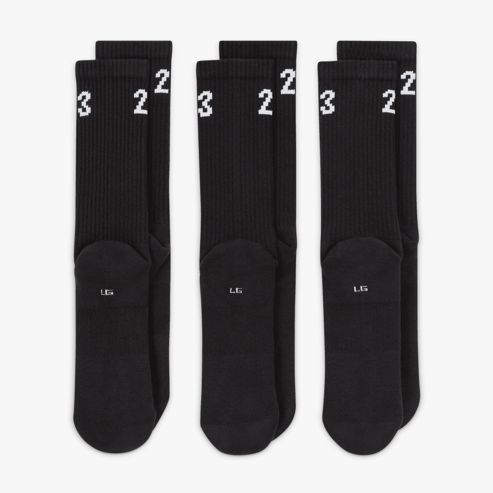 Jordan CREW SOCKS (3 PAIRS) { BLACK
