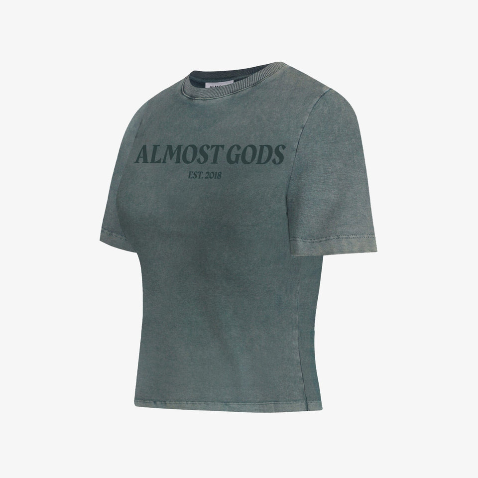 ALMOST GODS STONEWASHED ALMOST GODS T-Shirt IN GRANITE { GREY/CBLACK