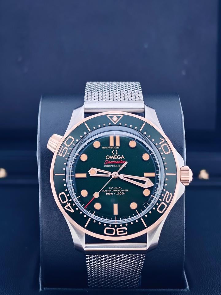 Omega Seamaster Diver 300 MBasel one Seamaster Diver 300m Titanium Bronze Gold Meshgreen titan strap 5 years international warranty
