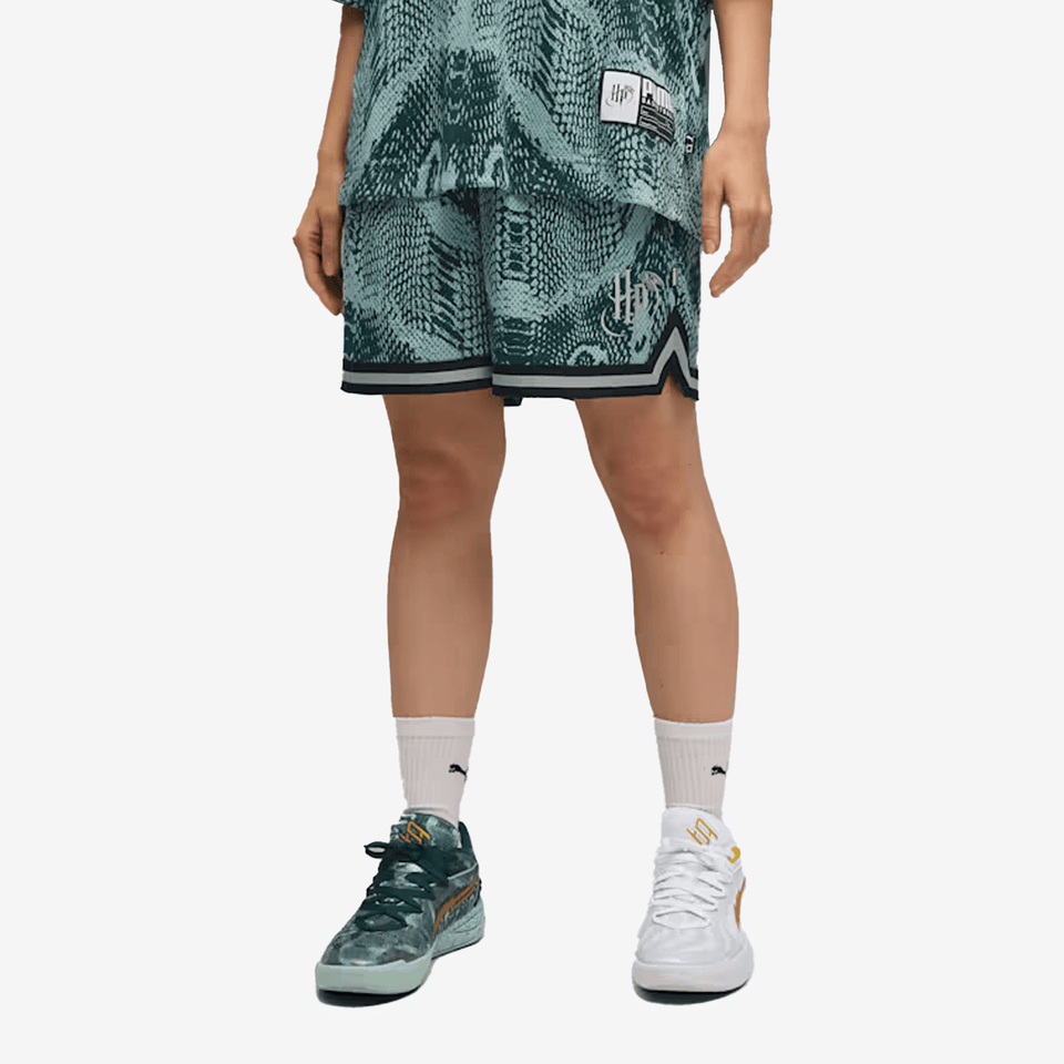 PUMA HOOPS x HARRY POTTER SHORTS { GREEN TERRAIN-AOP