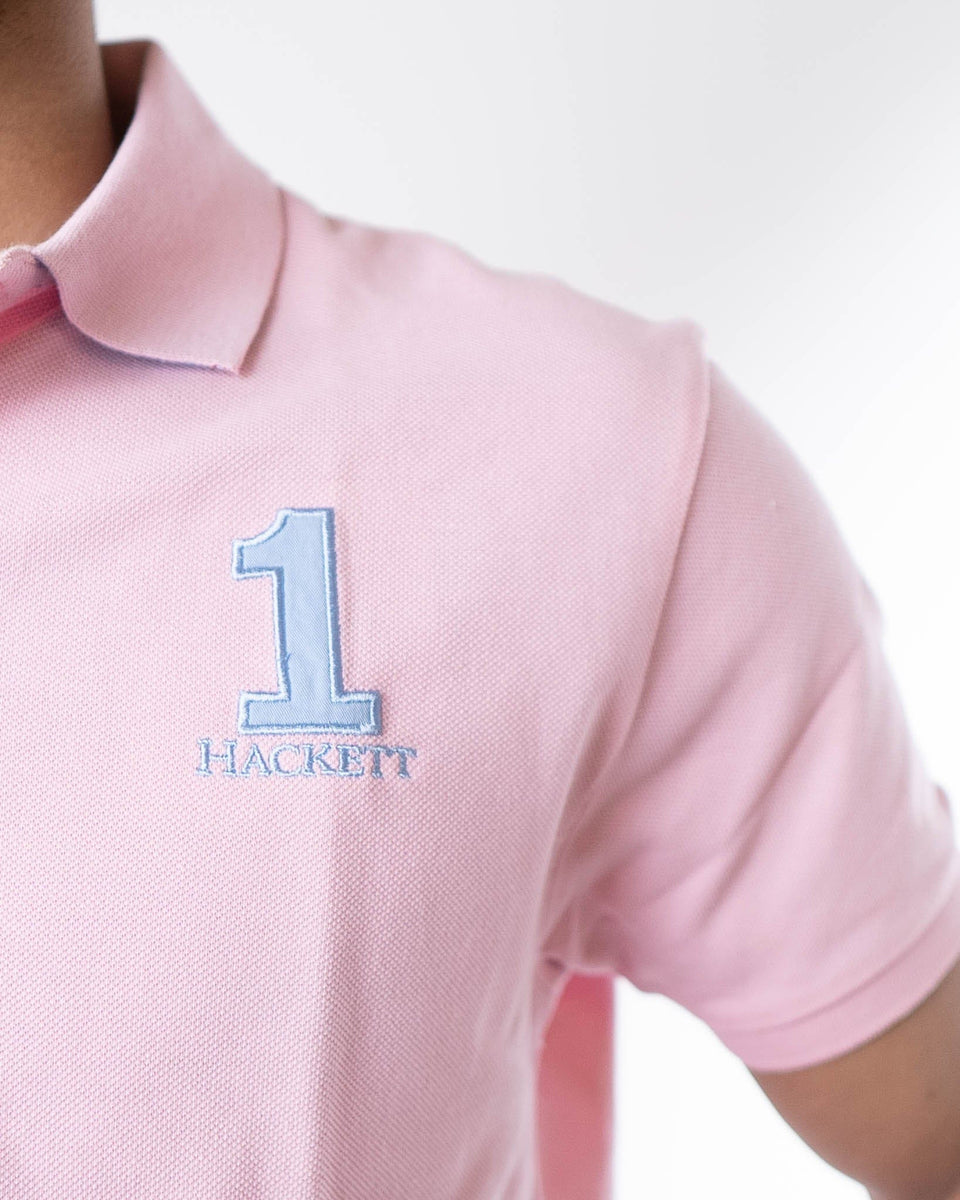 Hackett Light Pink Solid Polo T-Shirt (M)