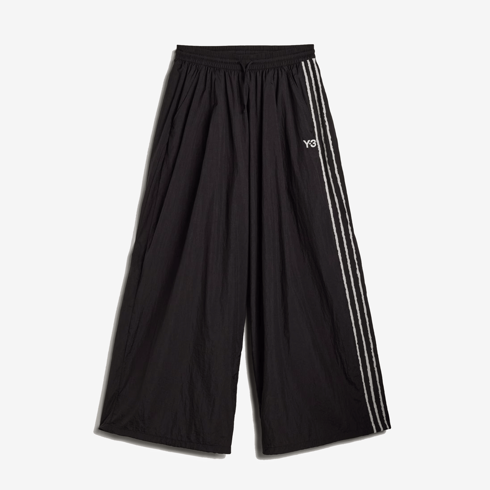 Y-3 RAW EDGE 3 STRIPES WIDE PANTS { BLACK