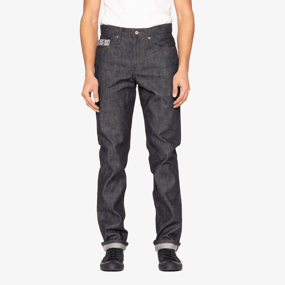 Naked & Famous WEIRD GUY - LOVE & PEACE SELVEDGE { BLUE