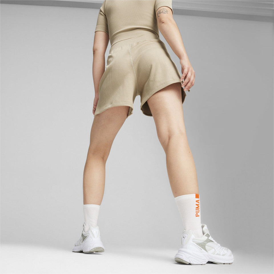Puma DARE TO MUTED MOTION FLARED SHORTS { ALMOND
