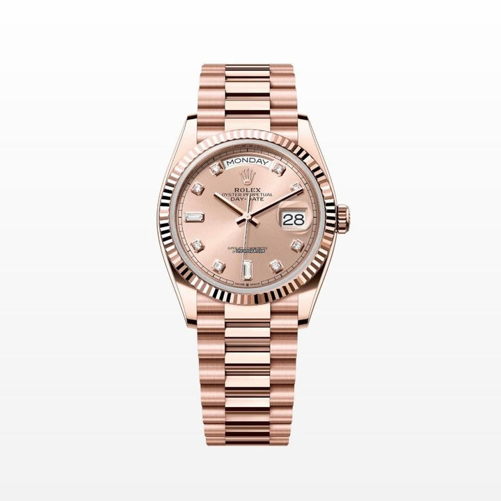 Rolex | Day-Date | 128235 | Rose gold | 36 x 43 mm | Rose gold | Pink | Automatic