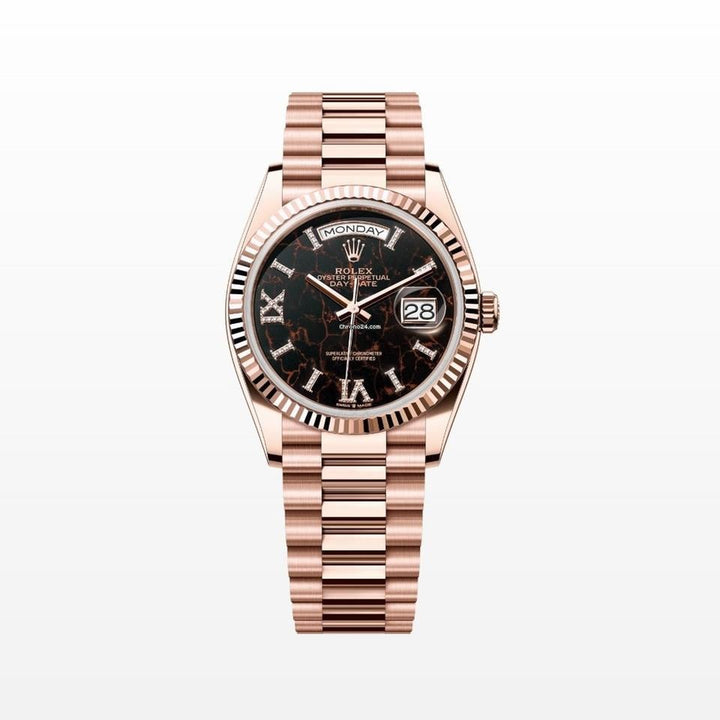 Rolex | Day-Date | 128235 | Rose gold | 36 x 43 mm | Rose gold | Black | Automatic