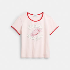 Coach Candy Shop Scoop Neck T-Shirt Pink Multi