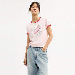 Coach Candy Shop Scoop Neck T-Shirt Pink Multi