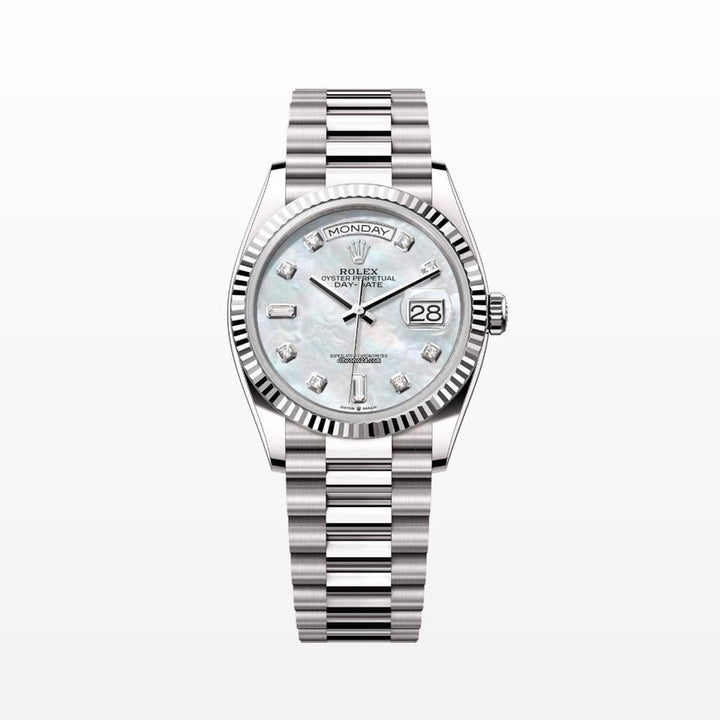 Rolex | Day-Date | 128239 | White gold | 36 x 43 mm | White gold | Mother of pearl | Automatic